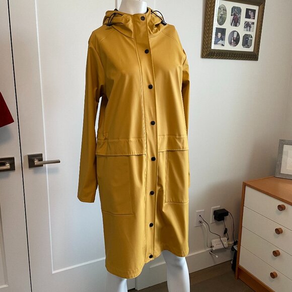 Soaked in Luxury Leyton Hooded Rain Coat Style 30403161 Gold Blk Danish Brand S - Picture 15 of 15